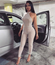 Load image into Gallery viewer, Sexy Halter Glitter Jumpsuit for Women Sleeveless Open Back Bodycon Romper Skinny Night Club Wear Party Jumpsuit Female Overalls