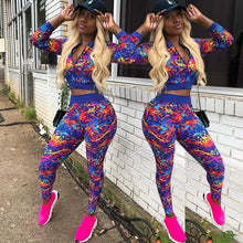 Load image into Gallery viewer, Printed Two Piece Tracksuit Set Top and Pants Jogging Sweat Suits Streetwear Casual 2 Piece Outfits