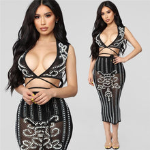 Load image into Gallery viewer, Sparkly Rhinestone Sexy Sheer Mesh Dress Women Elegant Diamond Beaded Luxury Embellished Celebrity Birthday Party Bodycon Dress