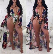 Load image into Gallery viewer, New Summer Maxi Dress Beach Wear 2 Pieces Dresses Women Print Floral Deep V Neck Hollow Out Sexy Bohemia Sundresses