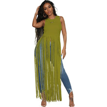 Load image into Gallery viewer, Plus Size Casual Summer Dresses Women Fringe Tassel Long T Shirt Dress Women Sleeveless O-neck Black Korean Streetwear Dress