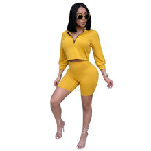 Load image into Gallery viewer, Two Piece Set Summer Tracksuit Women Crop Top and Shorts Set Casual Sportwear 2 Piece Outfits for Women Sweat Suits