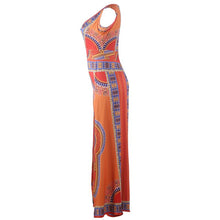 Load image into Gallery viewer, Dashiki Ethnic African Print Jumpsuit Sexy Romper Women V-neck Sleeveless Indie Folk Overalls Elegant Orange One Piece Jumpsuit