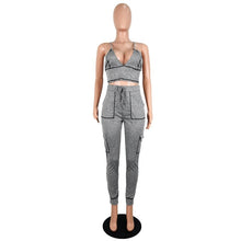 Load image into Gallery viewer, Women Casual Two Piece Set Top and Pants Tracksuit Sport Fitness Activewear Jogger Pants Set Summer Bodycon 2 Piece Set Outfits