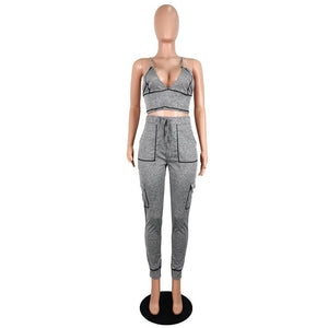 Women Casual Two Piece Set Top and Pants Tracksuit Sport Fitness Activewear Jogger Pants Set Summer Bodycon 2 Piece Set Outfits