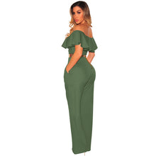 Load image into Gallery viewer, Summer Off Shoulder Formal Jumpsuits Rompers for Women Elegant Sexy Ruffles Loose Long Pants Overalls Ladies Wide Leg Jumpsuit