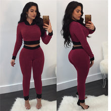 Load image into Gallery viewer, Long Sleeve Crop Top and Skinny Pants Casual Women&#39;s Tracksuits