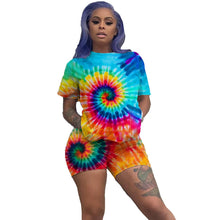 Load image into Gallery viewer, Print Women Short Two Piece Set Top and Shorts Set Summer Tracksuit Streetwear Sweat Suit Women Set Casual 2 Pieces Outfit