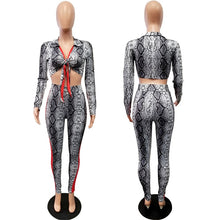 Load image into Gallery viewer, Hooded Tracksuit Women Spring Leisure Suit Long Sleeve Snake Print Jacket Top Coat and Pant Two Piece Sets Women Sweat Suits