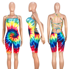 Load image into Gallery viewer, Sexy Bodycon One Piece Jumpsuit Shorts Playsuit New Women Colorful Tie Dye Fitness Romper Skinny Backless Summer Beach Bodysuits