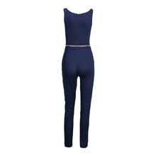 Load image into Gallery viewer, Women Elegant Denim Jumpsuit Pants with Belt Pockets Off Shoulder Sleeveless Sexy Straps Bodycon Jeans Jumpsuit Overall Catsuit