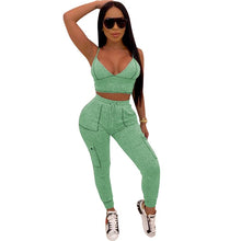 Load image into Gallery viewer, Women Casual Two Piece Set Top and Pants Tracksuit Sport Fitness Activewear Jogger Pants Set Summer Bodycon 2 Piece Set Outfits