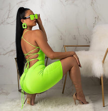 Load image into Gallery viewer, Sexy Rompers Womens Jumpsuit Neon Green Club Bodycon Bandage Jumpsuit Short Lace Up Backless Bodysuit Ladies Summer Playsuit