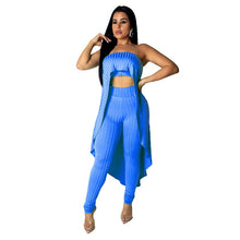 Load image into Gallery viewer, Ribbed Sexy Two Piece Set Summer Knitted 2 Piece Set Women Strapless Long Tops and Elastic Waist Pants Set Party Club Outfits