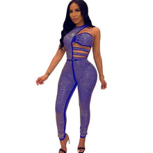 Load image into Gallery viewer, Sexy Rhinestone Sparkly Jumpsuit Women Sleeveless Hollow Out Skinny Bodycon Romper Luxury Glitter Club Party Jumpsuits Overalls