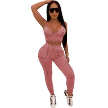 Load image into Gallery viewer, Women Casual Two Piece Set Top and Pants Tracksuit Sport Fitness Activewear Jogger Pants Set Summer Bodycon 2 Piece Set Outfits