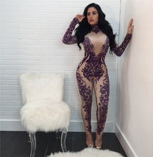 Load image into Gallery viewer, Floral Printed Bodycon Jumpsuit Women Winter Long Sleeve Skinny Long Pants Romper Tight Nightclub Party Jumpsuits Overalls