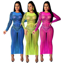 Load image into Gallery viewer, Sexy Bodycon Summer Dress Women Long Sleeve Print Elegant Sheer Mesh Bandage Dress Celebrity Night Club Party Bodycon Dresses