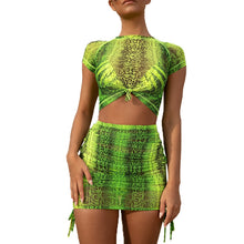 Load image into Gallery viewer, Snake Print Sexy Two Piece Set Women Festival Clothing Bodycon 2 Piece Crop Top and Skirt Set Summer Matching Sets Club Outfits