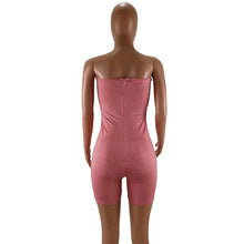 Load image into Gallery viewer, Sexy Rompers Womens Jumpsuit Party Clubwear Strapless Sparkly Rhinestone Bodysuit Pink Bodycon Bandage Jumpsuit Short Playsuit