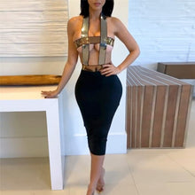 Load image into Gallery viewer, Hollow Out Summer Sexy Club Bodycon Dress Women Black Backless Halter Elegant Midi Party Dress Celebrity Bandage Dresses