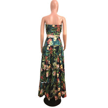 Load image into Gallery viewer, Sexy Strapless Sleeveless Beach Wear Two Piece Summer Dresses for Women Floral Print Boho Bow Long Maxi Dresses Ball Gown