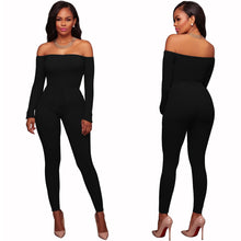 Load image into Gallery viewer, New Women Elegant Winter Jumpsuits Knitted Ribbed Long Sleeve Off Shoulder Casual Rompers Sexy Club Wear Bodycon Jumpsuit