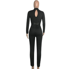 Load image into Gallery viewer, Sexy Bodycon Jumpsuits for Women Clothes Club Jumpsuits Black Transparent Mesh Patchwork Sashes Long Pants Romper Overalls