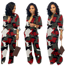 Load image into Gallery viewer, Autumn Casual Rompers Womens Jumpsuit Plus Size Camouflage Print Jumpsuit Long Sleeve Pockets Loose Wide Leg Jumpsuit Overalls