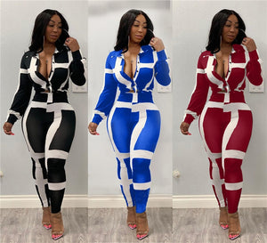 Autumn Two Piece Set Tracksuit for Women Striped Print Buttons Long Sleeve Shirt Top and Pants Sweat Suits 2 Piece Matching Sets