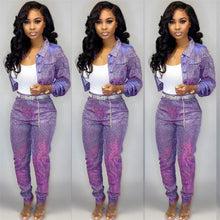 Load image into Gallery viewer, Sequin Glitter 2 Piece Set Women&#39;s Suit Single-breasted Jacket Top and Long Pants Sexy Club Outfits Matching Sets Ensemble Femme