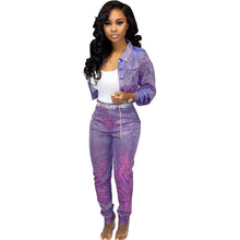 Load image into Gallery viewer, Sequin Glitter 2 Piece Set Women&#39;s Suit Single-breasted Jacket Top and Long Pants Sexy Club Outfits Matching Sets Ensemble Femme