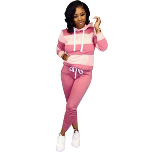 Plus Size 2 Piece Set Women Hooded Tracksuit Crop Sweatshirt Top and Pants Set Autumn Sport Suit Women Casual Two Piece Sets