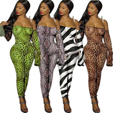 Load image into Gallery viewer, Autumn Sexy Club Rompers Womens Jumpsuit Long Trousers Pants Romper Off Shoulder Leopard Print Party Bodycon Jumpsuit Overalls