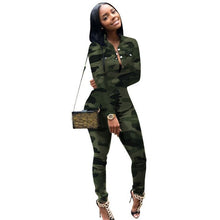 Load image into Gallery viewer, Plus Size Casual Women Set Tracksuit 2 Piece Set Outfits Camo Sweatshirt Sweat Suits Women Matching Two Piece Set Top and Pants