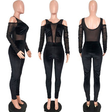 Load image into Gallery viewer, Elegant Sexy Jumpsuits for Women Long Sleeve Patchwork Mesh Black Bodycon Jumpsuit Rompers Backless Party Club Jumpsuit