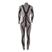 Load image into Gallery viewer, Sexy Printed Jumpsuit Women Turtleneck Bodysuit Long Sleeve Pants Romper Leotard Bandage Bodycon Jumpsuit Catsuit