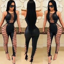 Load image into Gallery viewer, Side Lace Up Sexy Party Jumpsuit Women Summer Sleeveless Hollow Out Nightclub Jumpsuits Overall Skinny Jumpsuit Macacao Feminino