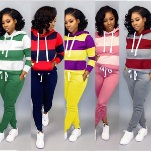 Plus Size 2 Piece Set Women Hooded Tracksuit Crop Sweatshirt Top and Pants Set Autumn Sport Suit Women Casual Two Piece Sets