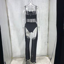 Load image into Gallery viewer, Women 2 Piece Sexy Club Outfits Set Festival Clothing Crop Top Hollow out Mesh Pants Set Party Tassel Two Piece Matching Sets