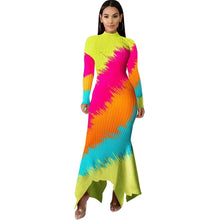 Load image into Gallery viewer, Colorful Sexy Elegant Long Party Dress Women Winter Turtleneck Evening Maxi Dress Long Sleeve Bodycon Festival Christmas Dress