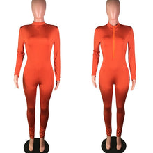 Load image into Gallery viewer, Solid One Piece Rompers Womens Jumpsuit Sexy Front Zip Turtleneck Slim Skinny Bodycon Jumpsuit Casual Fitness Bodysuit Catsuit