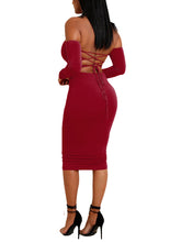 Load image into Gallery viewer, Comfy Wine Red Solid Color Top Off Shoulder Skirt Set