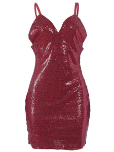 Glamorous Wine Red Sequin Open Back Bodycon Dress