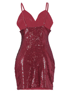 Glamorous Wine Red Sequin Open Back Bodycon Dress