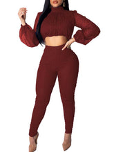 Load image into Gallery viewer, Stunner Wine Red High Waist Two-Piece Set